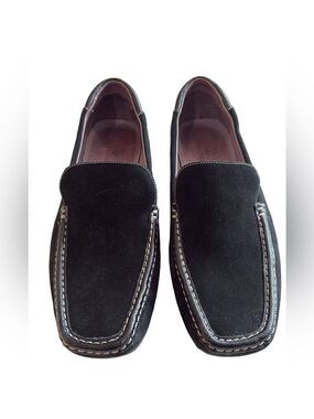 Cole Haan Size 10B black suede and textured leather loafers. Classic academia